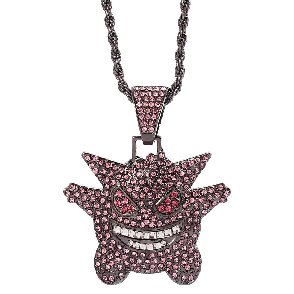 Colgante de Gengar Hip-Hop con incrustaciones de strass💎👻