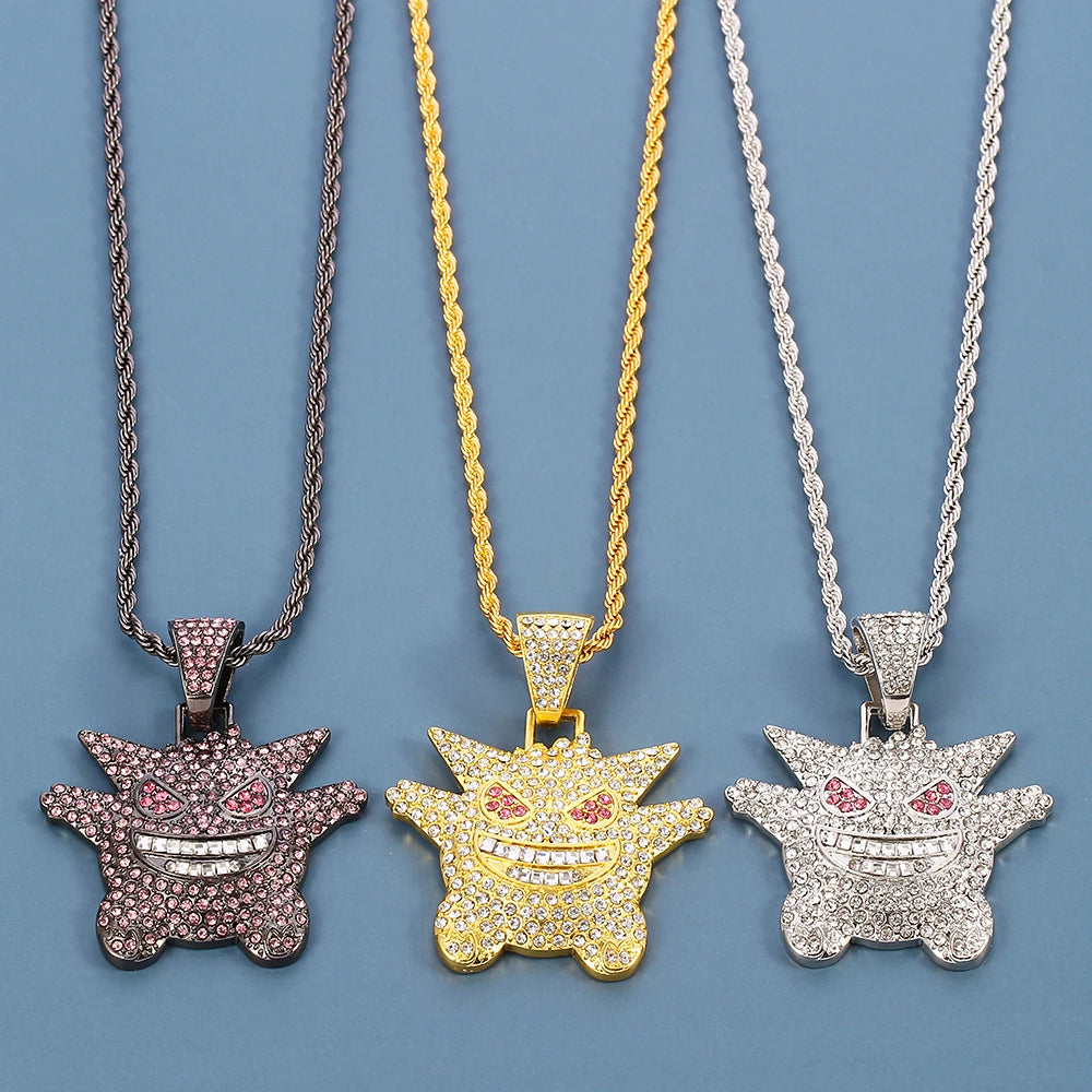 Hip-Hop Gengar pendant with rhinestone inlays💎👻