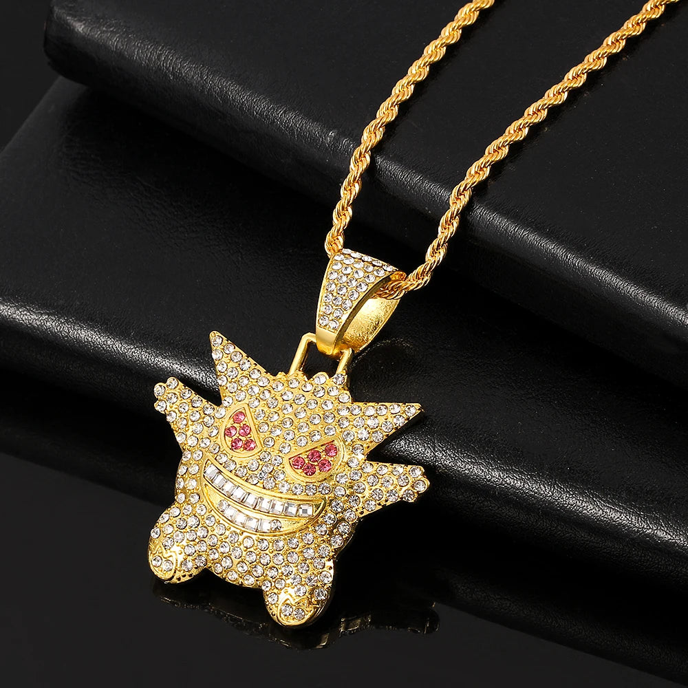 Hip-Hop Gengar pendant with rhinestone inlays💎👻