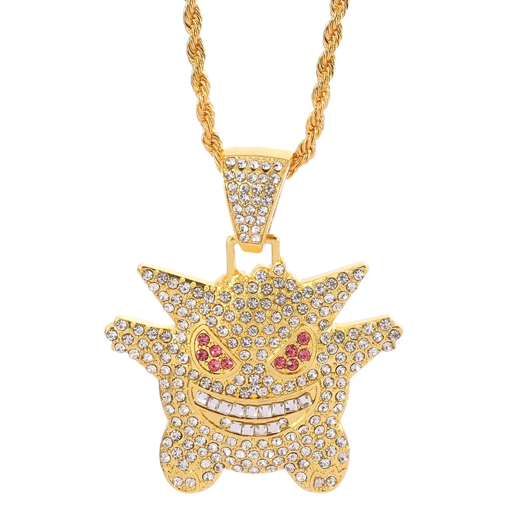 Colgante de Gengar Hip-Hop con incrustaciones de strass💎👻