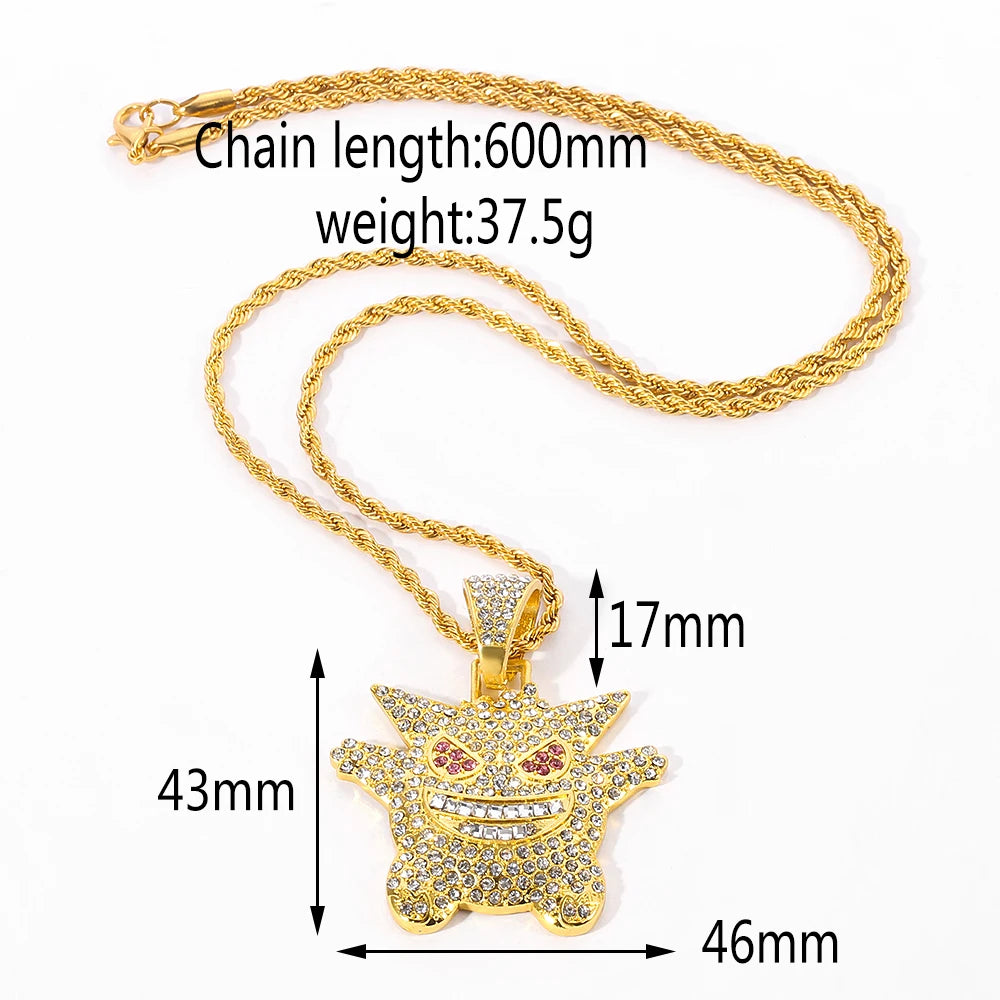 Hip-Hop Gengar pendant with rhinestone inlays💎👻