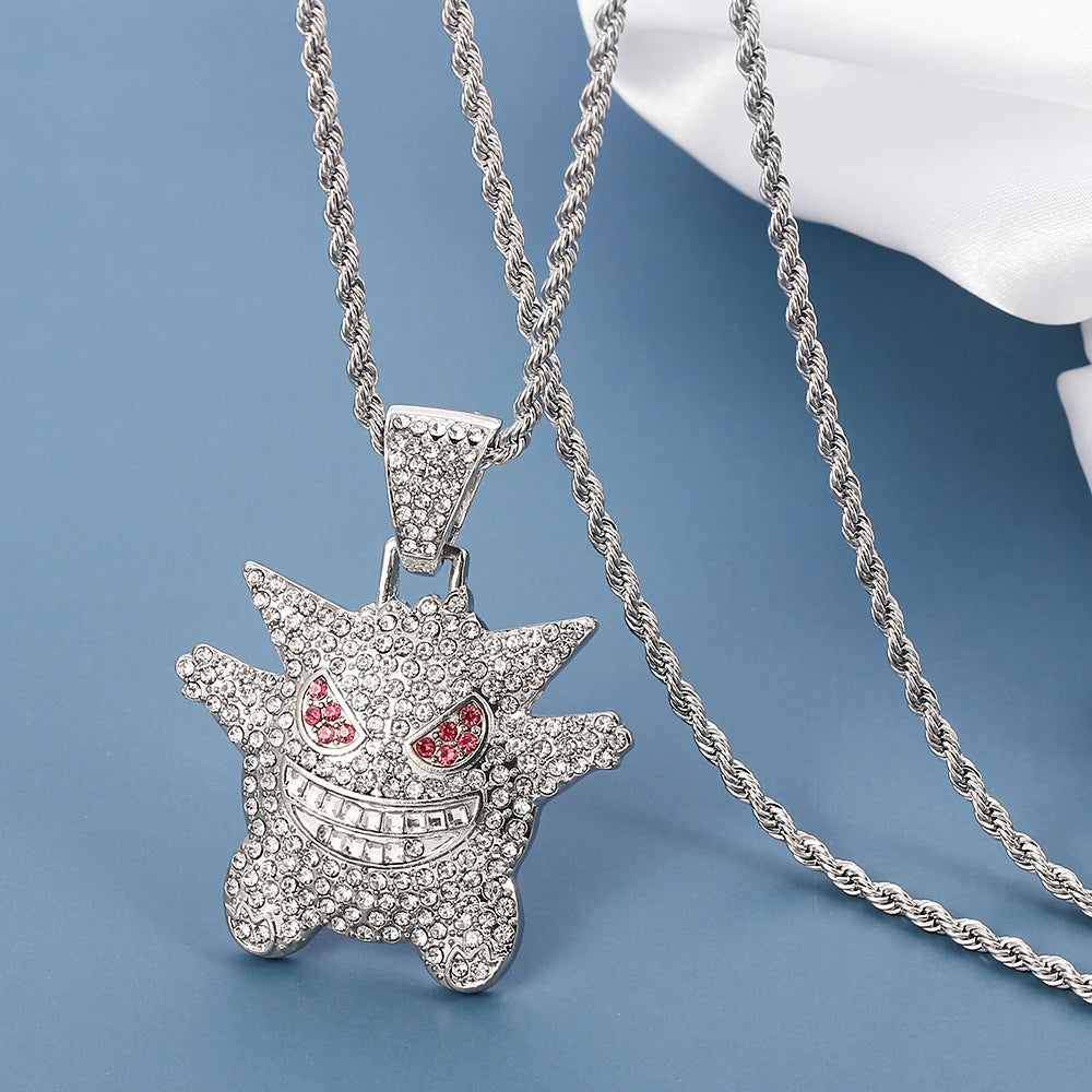 Colgante de Gengar Hip-Hop con incrustaciones de strass💎👻